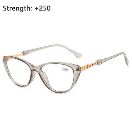 +1.0~+4.0 Portable Men Women Computer Goggles Transparent Color HD Gradient Presbyopic Eyeglasses Hyperopia Glasses Cat Eye Reading Glasses Diopter +1.0~+4.0 GREY STRENGTH 2.50