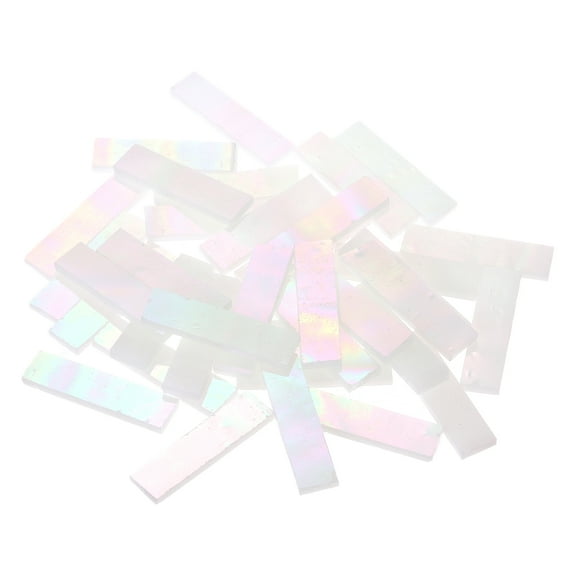 Stained Glass Strip, Iridescent White Mosaic Tiles 100g/3.53 oz