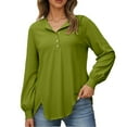 thumbnail image 3 of Ediodpoh Womens Casual Crewneck Button Down Long Sleeve Pullover Womens Sweatshirts Top Soft Comfortable Knit Blouse for Everyday Wear Green S, 3 of 9