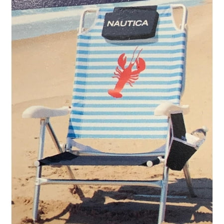 Nautica Jumbo Beach Chair 7 Position With Large Insulated Cooler And Double Cup Holder Up To 300 