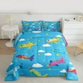 thumbnail image 2 of Homewish Vintage Airplane Boys Queen Comforter Set, Kawaii Cartoon Aircraft Bedding Sets, Cute Stars Cloud Reversible Bedding Comforter Set, Ultra Soft Bedroom Decor, 3pcs, 2 of 8