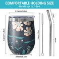 thumbnail image 5 of Floral 12oz Stainless Steel Insulated Wine Tumbler with Lid and Straw – Double Wall Vacuum Mug for Hot & Cold Drinks, 304 Steel Interior, Sweat-Free Design,Thanksgiving,Christmas, Spring,Flower, 5 of 5