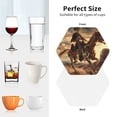 thumbnail image 6 of Lsque Western Skeleton Cowboy Horse Pattern 4" Drink Coasters Set of 4, PVC Leather Absorbent Coasters, Table Coaster Set Decorative Coffee Cup Coasters Housewarming Gift -Hexagon, 6 of 6