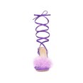 thumbnail image 5 of BLISSFUL STEP Women's Lace Up Square Toe Chunky Heels Sandals Light Purple 11, 5 of 6