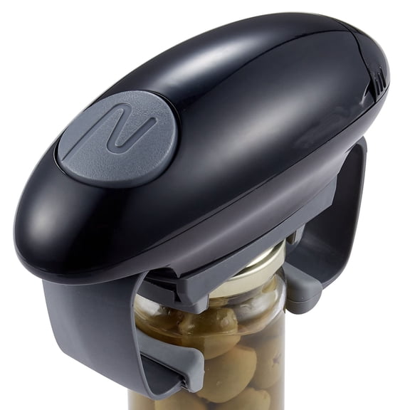 Elite Gourmet EJO800 High Power Torque Automatic Battery Operated Electric Jar Opener,One-Touch Electric Operation,Easily Remove Most-Size Lids with Auto-Size Guides,Black/Gray