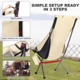 thumbnail image 3 of TOPCHANCES Camping Chairs, High Back Camping Chair with Headrest and Storage Bag, Outdoor Portable Lightweight Foldable Chair for Camping, Hiking, Travel, Beach and Sports, Beige, 3 of 8