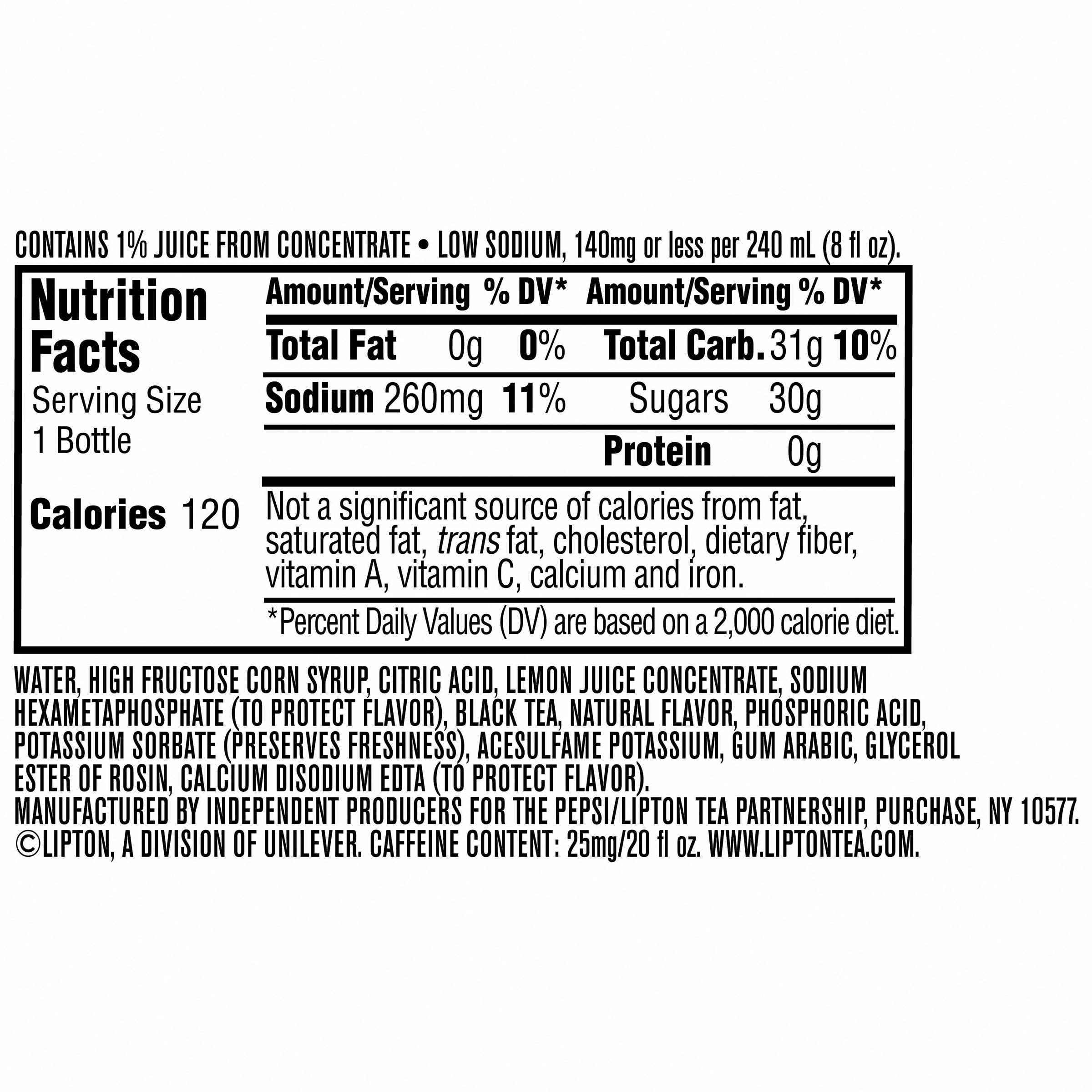 Lipton Half and Half Iced Tea Lemonade Bottle Tea Drink, 20 fl oz Bottle