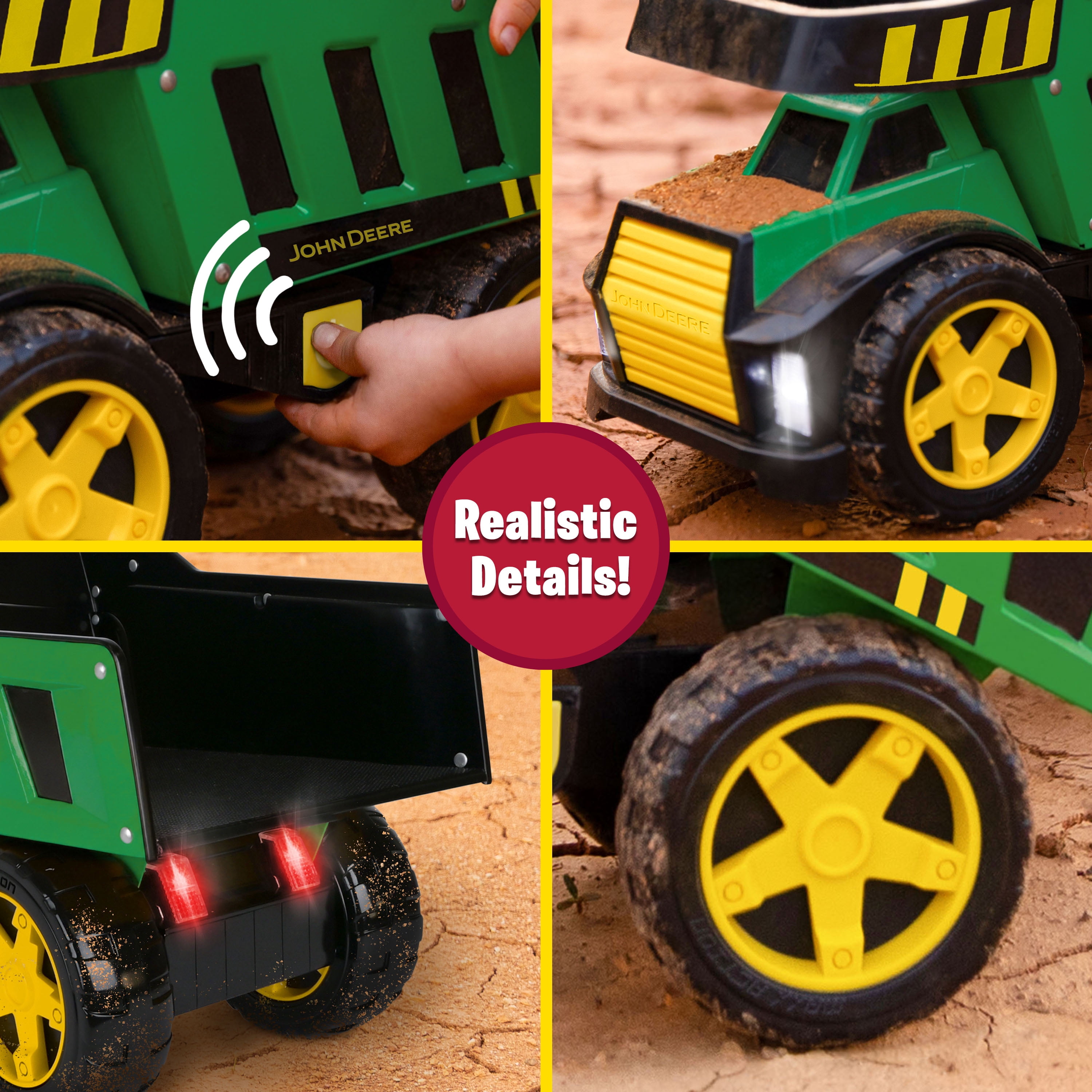 John Deere 16" Metal Dump Truck with Lights & Sounds, Children Ages Ages 3