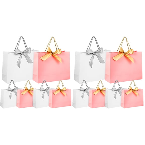 LANGERIY 20 Pcs Gift Bags with Handles Paper Present Bags with Ribbon Bows Gift Wrapping Bags for Wedding Party Birthday Holiday Celebrations
