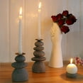 thumbnail image 4 of Rock Cairns Candle Holder - Taper Pillar Candle Stick Holder Set of 5 - Balance Stones Candlestick Holders Candlelight Stand for Zen Garden, Altar, Mantle, Yoga, Home Decoration, Meditation Gift, 4 of 10