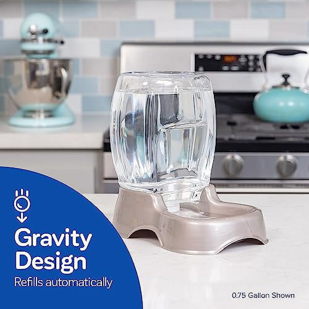 Petmate Pet Café Gravity Waterer Water Bowl Station for Dogs and Cats, 1.5 gallon, Pearl Tan