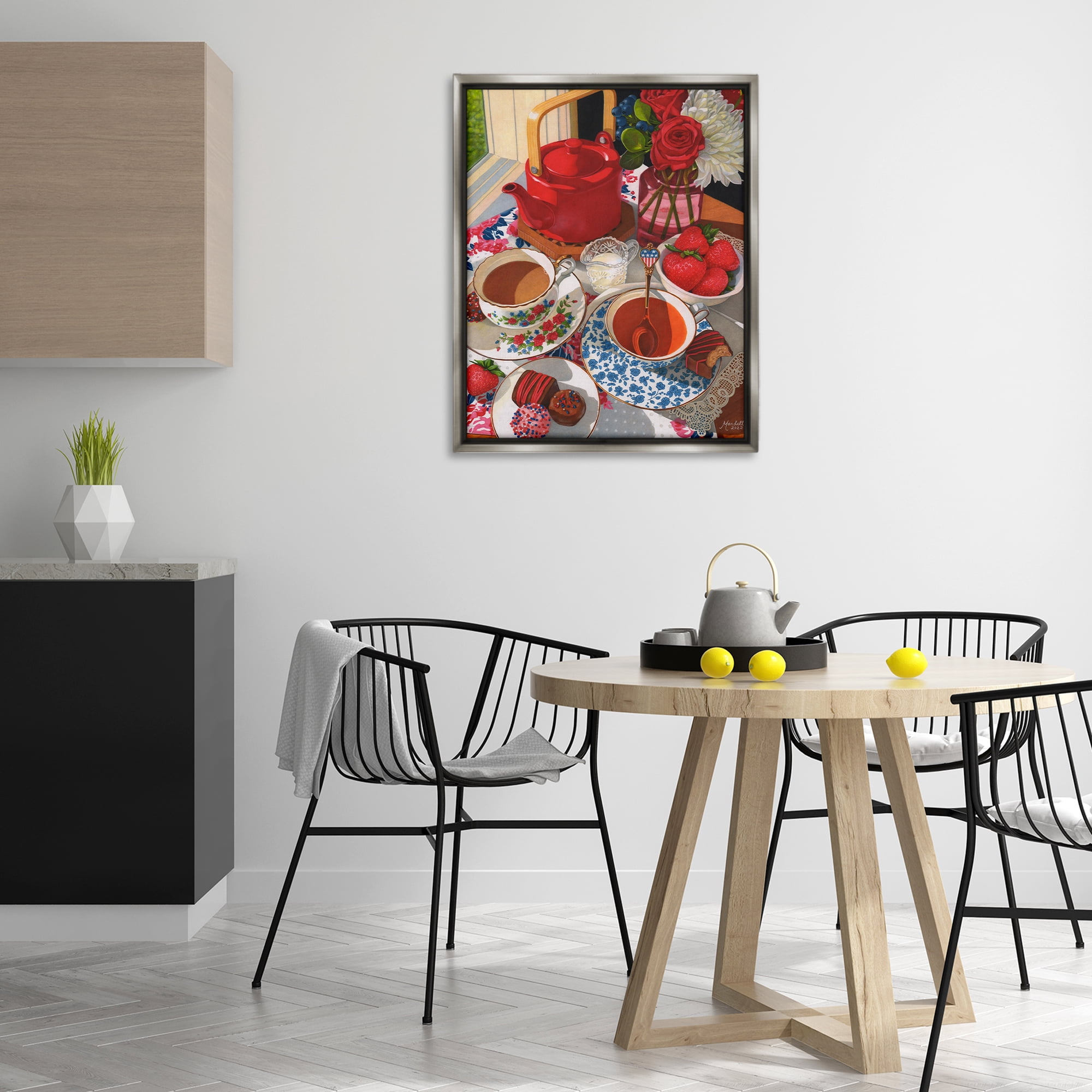Stupell Industries Patriotic Tea Party Food & Beverage Painting Gray Floater Framed Art Print Wall Art, 25 x 31