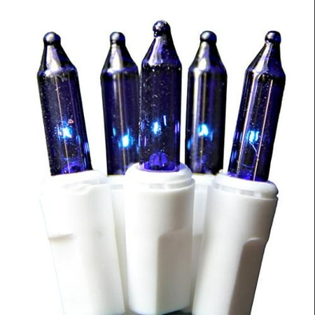 Set of 50 Super Bright Blue Mini Christmas Lights - White Wire
