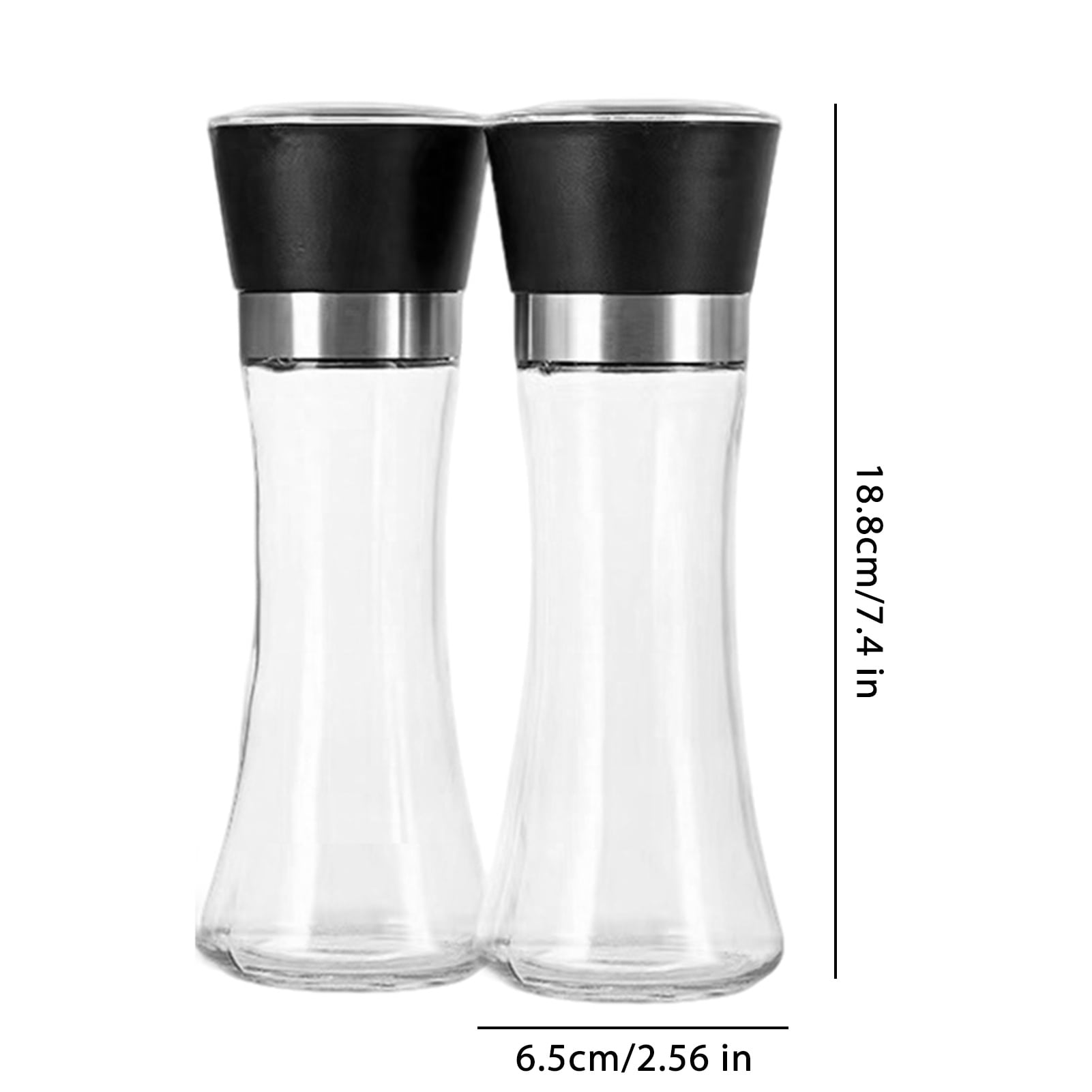 Jkung 2Pcs Pepper And Salt Grinder Refillable Stainless Steel Mill with Adjustable Coarseness Manual Spice Grinder for Kitchen Home Restaurant