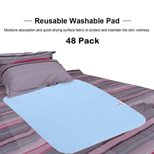 48 Pack, Bed Pad Standard Reusable Underpad Washable 45 * 60 Blue