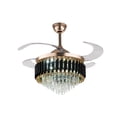 thumbnail image 5 of 42" Crystal LED Ceiling Fan Light, Retractable Blades, 2-way RotationBlack, Chandelier with Remote Control for Indoor 85-265V, 5 of 23