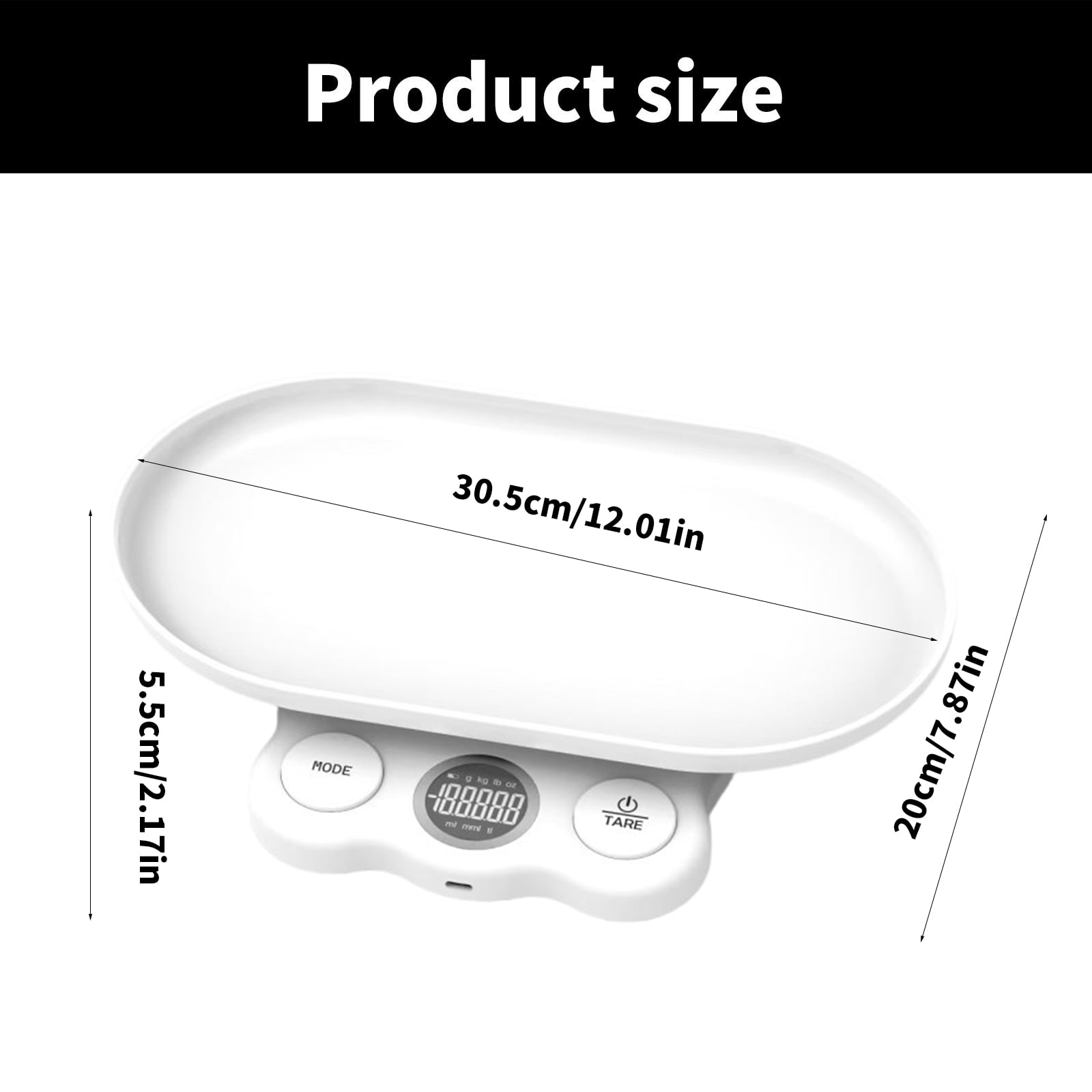 Digital Infant and Pet Scale with LED Screen and Detachable Tray Dog Weighing Scale for Accurate Weighing Up to 11lb