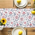 thumbnail image 4 of Pink Red Flower Table Runner, Blue Leaf Watercolor Floral Country Kitchen Table Runners Dress Scarves for Table Decorations Party/Restaurant/Indoor Outdoor Use, 13x72in, 4 of 9