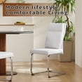 thumbnail image 6 of Faux Leather Dining Chair Set of 2, Modern Kitchen Chairs with Thick Cushion and Ergonomic Backrest, Chrome Metal Legs with Non-Slip Pads, 250 Lbs Capacity for Dining Room Kitchen, White, 6 of 11