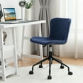 thumbnail image 3 of Gymax Mid Back Armless Office Chair Adjustable Swivel Linen Task Chair Blue, 3 of 10