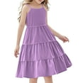 thumbnail image 2 of Delliss Sundress Girls Tiered Sleeveless Spaghetti Strap Dresses Summer Boho Smocked Tank A Line Swing Dress 4-14 Years, 2 of 7