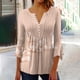 thumbnail image 1 of ICHUANYI Clearance Women's Casual Trumpet 3/4 Sleeve Printed Buttoned Basic Ruched Tops Pleated T-shirts Blouses(Khaki, XXL) ICHUANYI WER2023081011629, 1 of 5