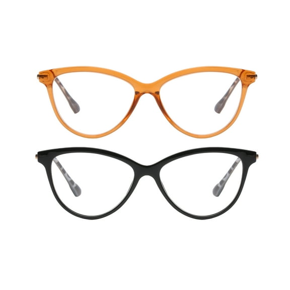 Rz by Rachel Zoe Womens Cateye Reading Glasses with Case, Black/Crystal Brown, Tabitha 1.25