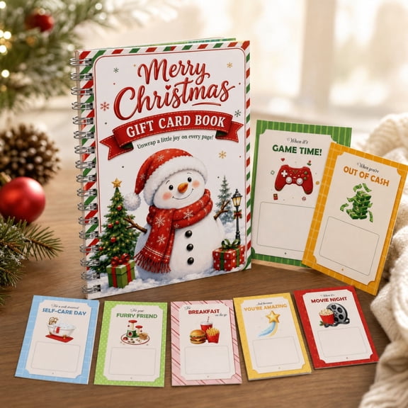 KKOUHVY Merry Christmas Gift Card Book, Colorful Christmas Card Book with Spiral Bound Pages, DIY Holiday Greeting Card for Families Friends Classmates