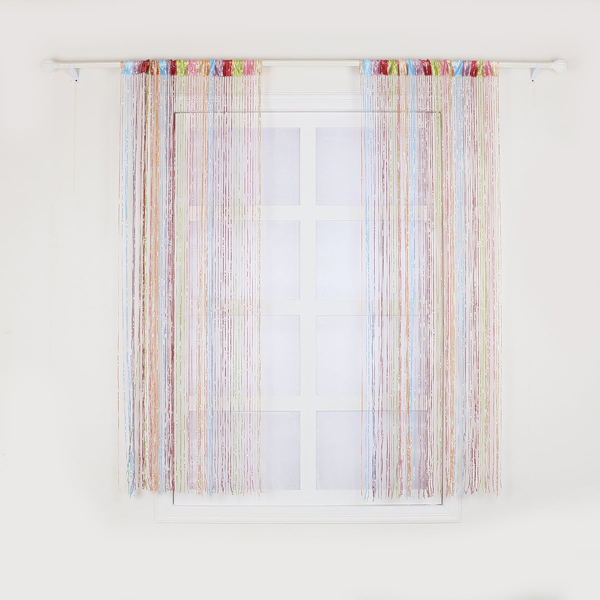 Details about   Panel Beaded Curtain Window String Tassel Flash Silver Line String Curtain 1x2M 