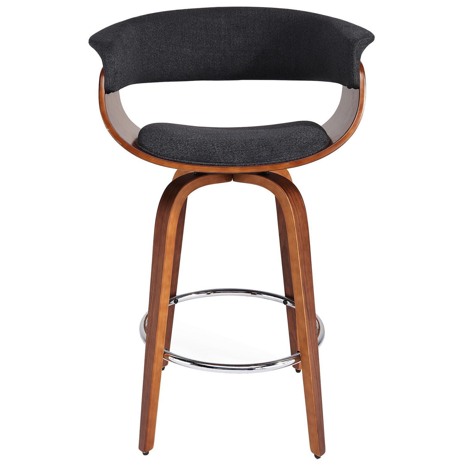 Mid-Century Fabric & Bentwood 26'' Counter Stool in Charcoal
