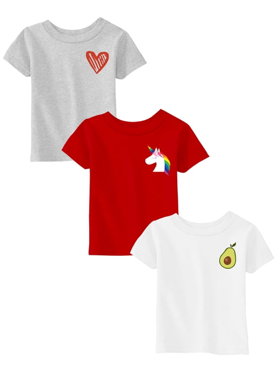 Toddler T Shirts 5T Girls Clothes 5 Year Old Girls Outfits 5T T-shirt Toddler Shirts Heart Unicorn Avocado Pack of 3