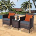 thumbnail image 4 of Gymax 3PCS Patio Rattan Chair & Table Furniture Set Outdoor w/ Grey Cushion, 4 of 10