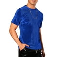 thumbnail image 4 of INSPIRE CHIC Velvet T-Shirts for Men's Crew Neck Short Sleeve Tee Tops Disco Velour t Shirts XL Royal Blue, 4 of 5