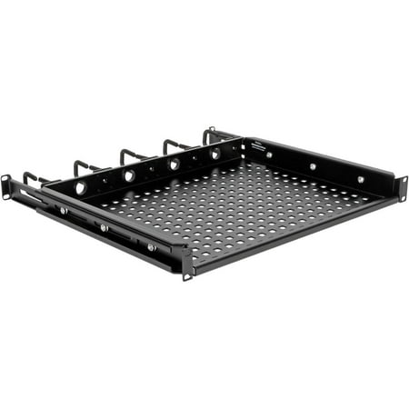 UPC: 0037332225016 | TRIPP LITE SRWSHELF4P1U Cantilevered Steel Rack Shelf – 1U Vented Integrated Cable Rings 14.2 in. Deep Holds up to 50 lbs.