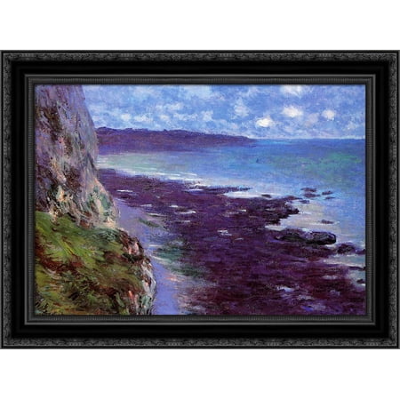 Cliff near Dieppe 24x20 Black Ornate Wood Framed Canvas Art by Monet, Claude