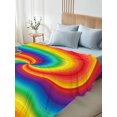 thumbnail image 5 of Queen Flat Sheet Only Colorful Rainbow Vortex Soft Microfiber Cooling Bedding Sheets Seamless Swirl Pattern Art Flat Bed Sheet, 5 of 9