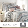 thumbnail image 4 of Levtex Home - Addie Quilt Set - Full/Queen Quilt (88x92in.) + Two Standard Pillow Shams (26x20in.) - Medallion Stripe - Pink, Blue, Black, and White - Reversible - Cotton Fabric, 4 of 5