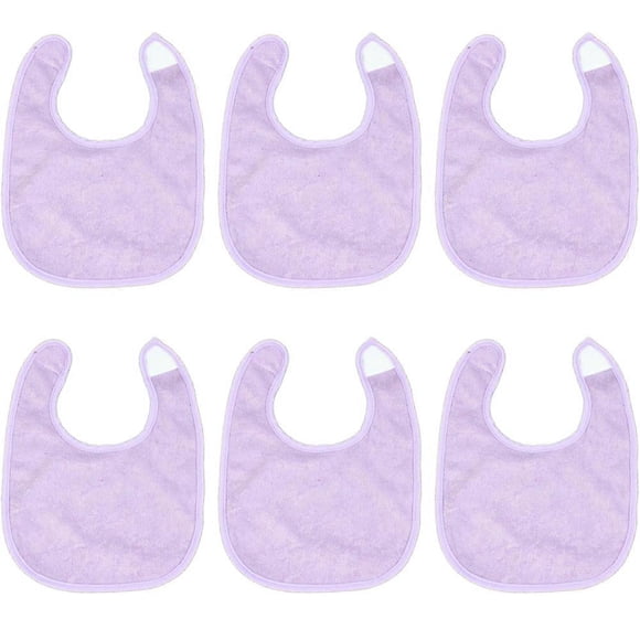 6 Pack Waterproof Baby Bibs for Girls Terry Drool Bib Cotton Solid Knit Infant Feeding Bibs -Girl-Purple