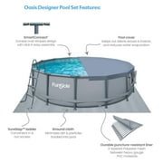 Funsicle 14ft Round Oasis Above Ground Pool with SkimmerPlus Filter Pump, Age 6 & up