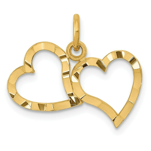 FB Jewels 14K Yellow Gold Double Heart Charm