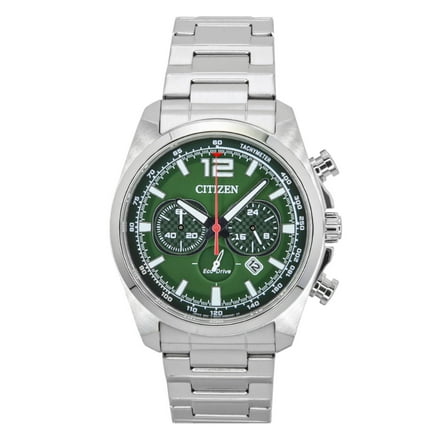 Citizen Eco-Drive Chronograph Stainless Steel Green Dial CA4640-50X 100M Men's Watch