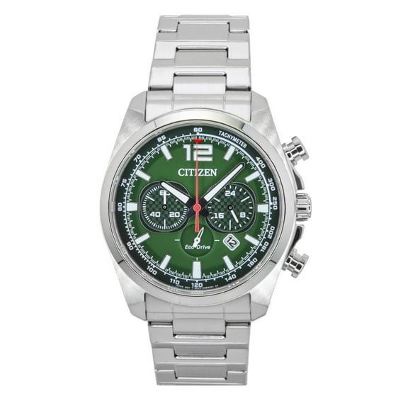 Citizen Eco-Drive Chronograph Stainless Steel Green Dial CA4640-50X 100M Men's Watch