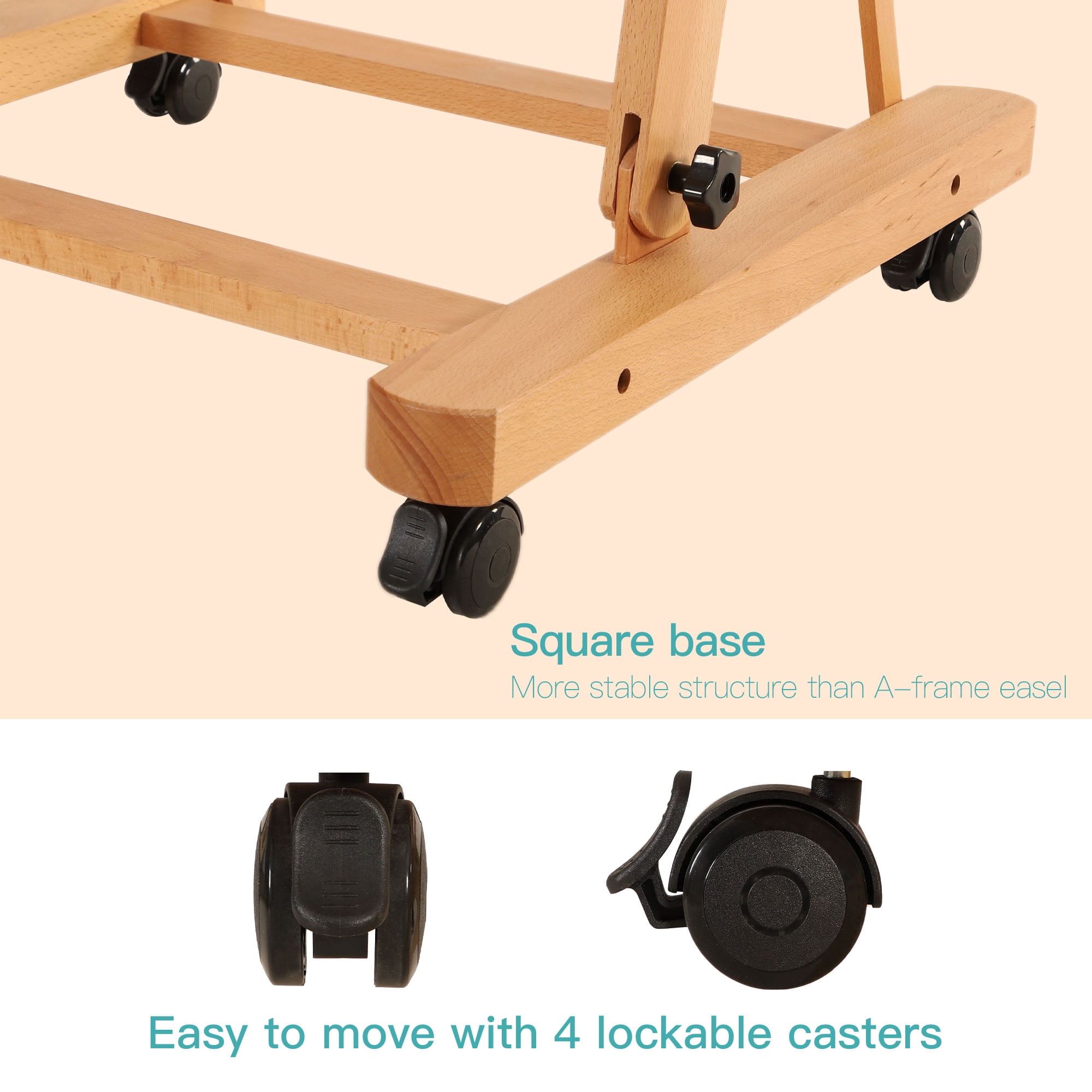 VISWIN Large H-Frame Easel 53"- 91 "H, Hold Canvas up to 78"-Natural