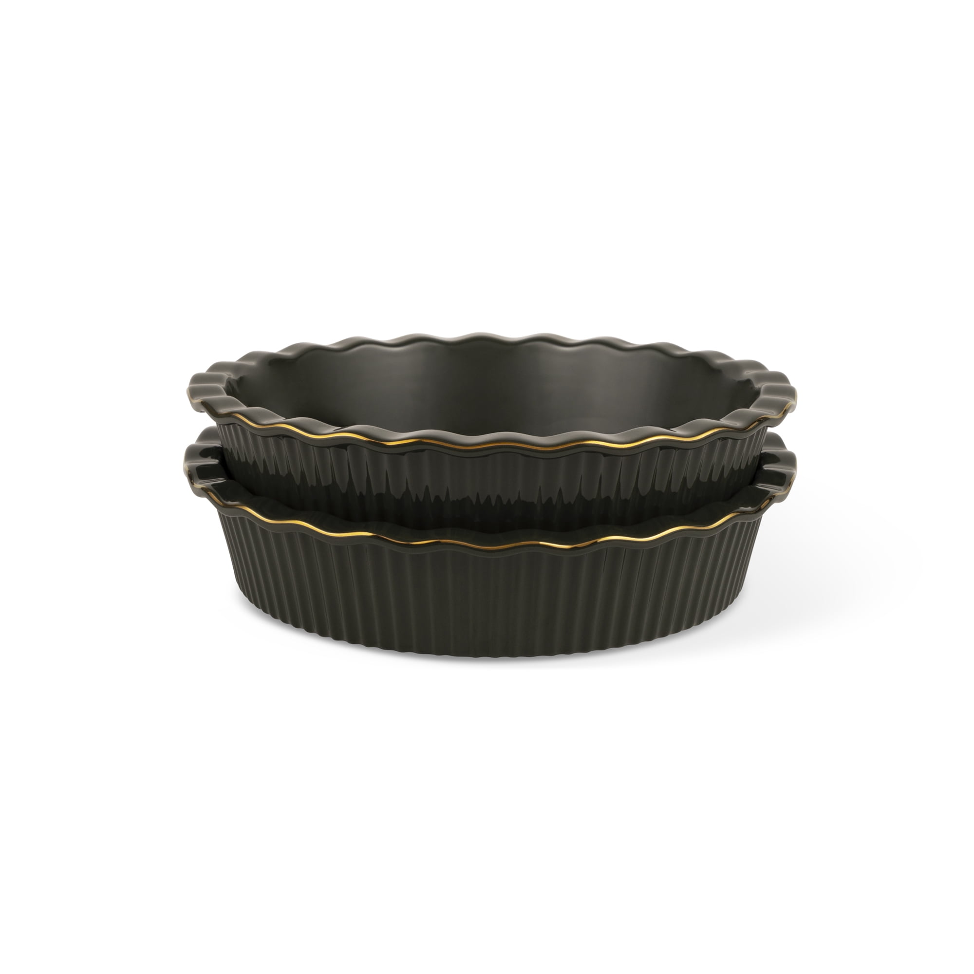 Thyme & Table 2 Pack 9 Inch Ceramic Pie Dish - Moss Green