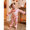 thumbnail image 5 of RUINIXCW Kids Toddler Baby Girl Halloween Silk Stain Pajamas Set Fall Sleepwear Ghost Print Fur Cuffs Long Sleeve Button Down Shirt and Pants Set Homewear Loungewear 1-8 Years, 5 of 9