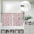 thumbnail image 5 of Kitchen Window Curtains Valance and Tier Set, Spring White Pink Mountain Tea Flowers Rod Pocket Tier Curtain Valance Set, Birds Floral Art Light Filtering Cafe Curtains for Bedroom Living Room, 5 of 9