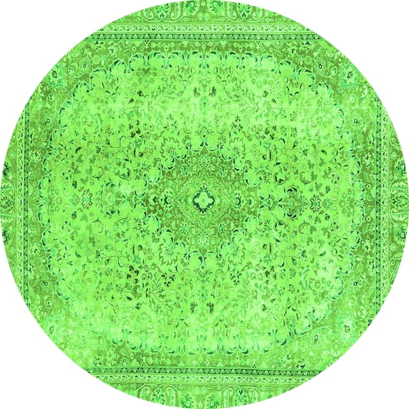 Ahgly Company Indoor Round Abstract Green Modern Area Rugs, 8' Round