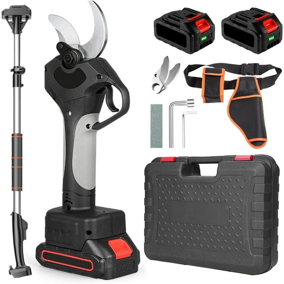 980w Electric Pruning Shears | 60mm Cutting Capacity & 2.1m Telescopic Pole | 21v 4500mah Cordless Secateurs with 2PCS 4.5ah Batteries & Storage Waist Bag for Gardening/Orchards/Farms