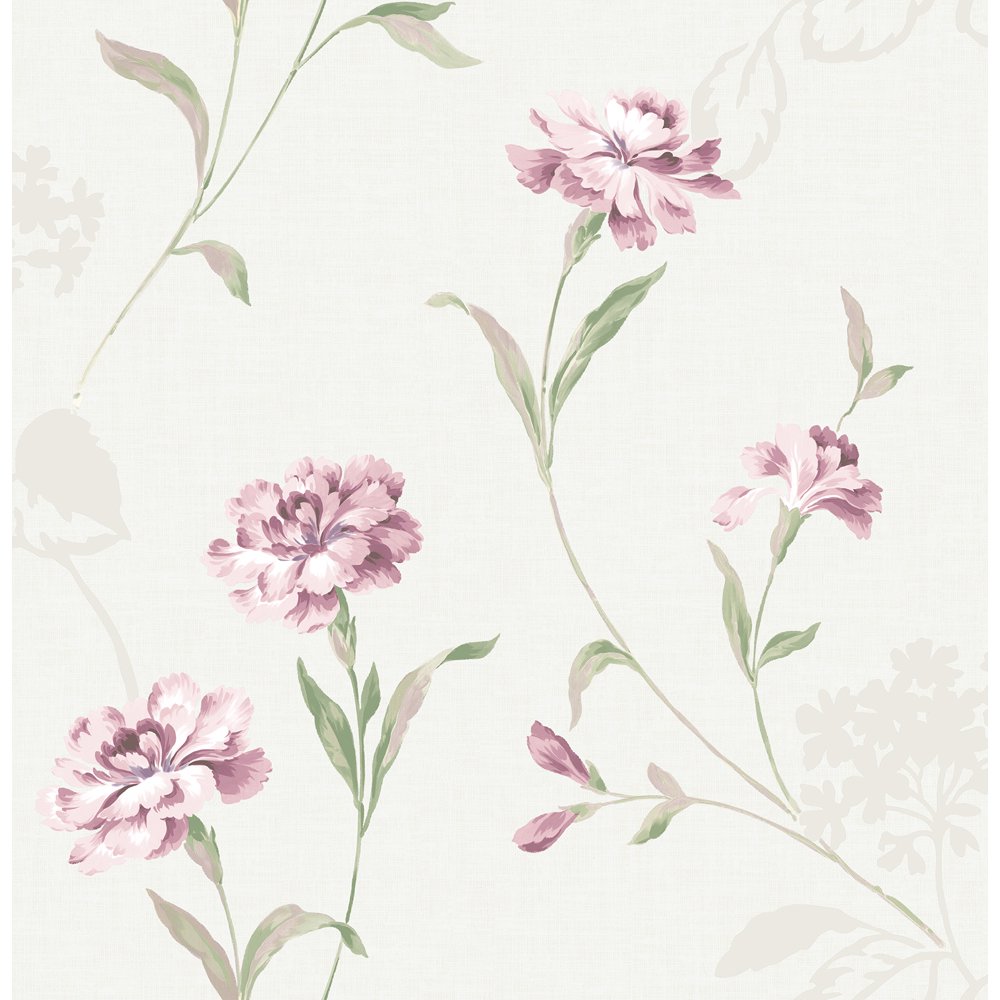 Brewster Caserta Pink Floral Wallpaper