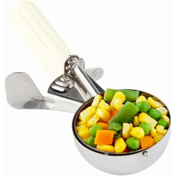 Cuillère à Portions Met Lux Ounce à Libération par Gâchette, Cuillère à Biscuits avec Poignée Jaune, Plat en Acier Inoxydable pour le Contrôle des Portions, Cuillère pour Pâte à Biscuits, Pâte à Cupcakes Ou Crème Glacée